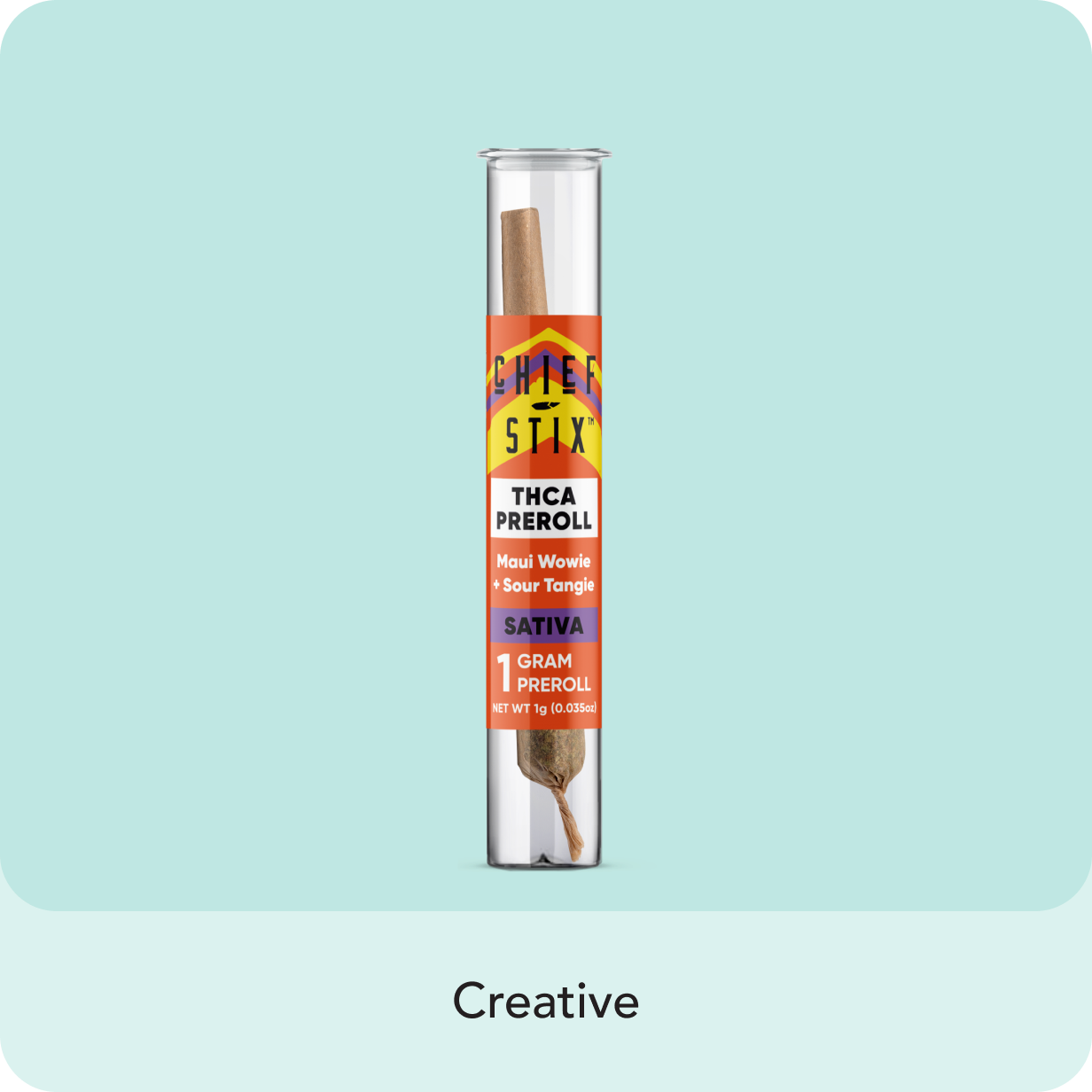 Maui Wowie x Sour Tangie THCp preroll—1g organic hemp, Zig Zag cone, tropical citrus flavor, slow burn, and clean energizing effect.