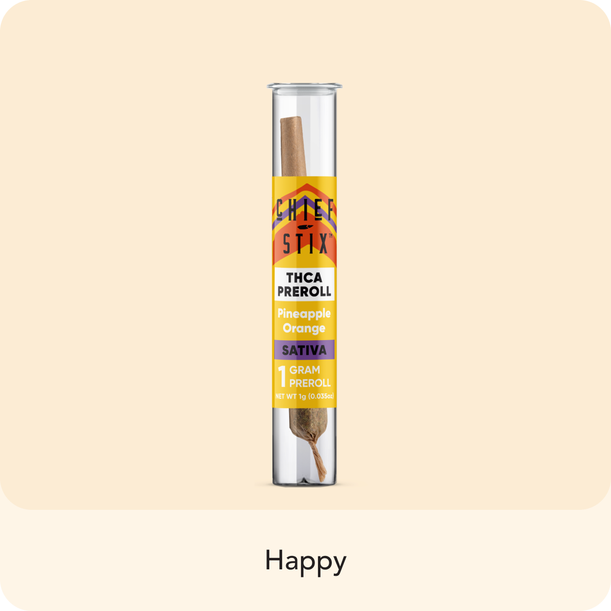 Pineapple Orange THCp Preroll—1g organic hemp, slow-burning Zig Zag cone, tropical flavor, lab-tested and additive-free for an energizing experience.